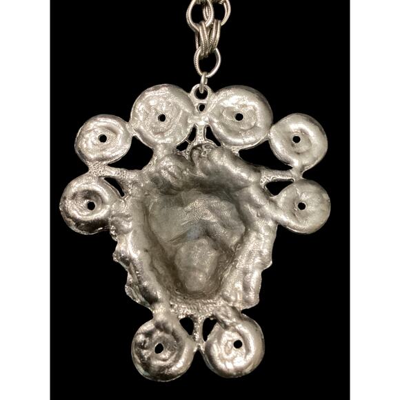 Magnificent VTG Alexis Kirk Lion Face Pendant Silver Tone Metal Chain Necklace - Picture 4 of 4